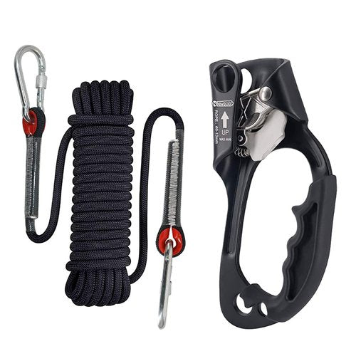 NewDoar CE Certified Right Hand Ascender 10mm Static Climbing Rope (Black/33ft/10M) Climbing Equipment Fire Rescue Rope