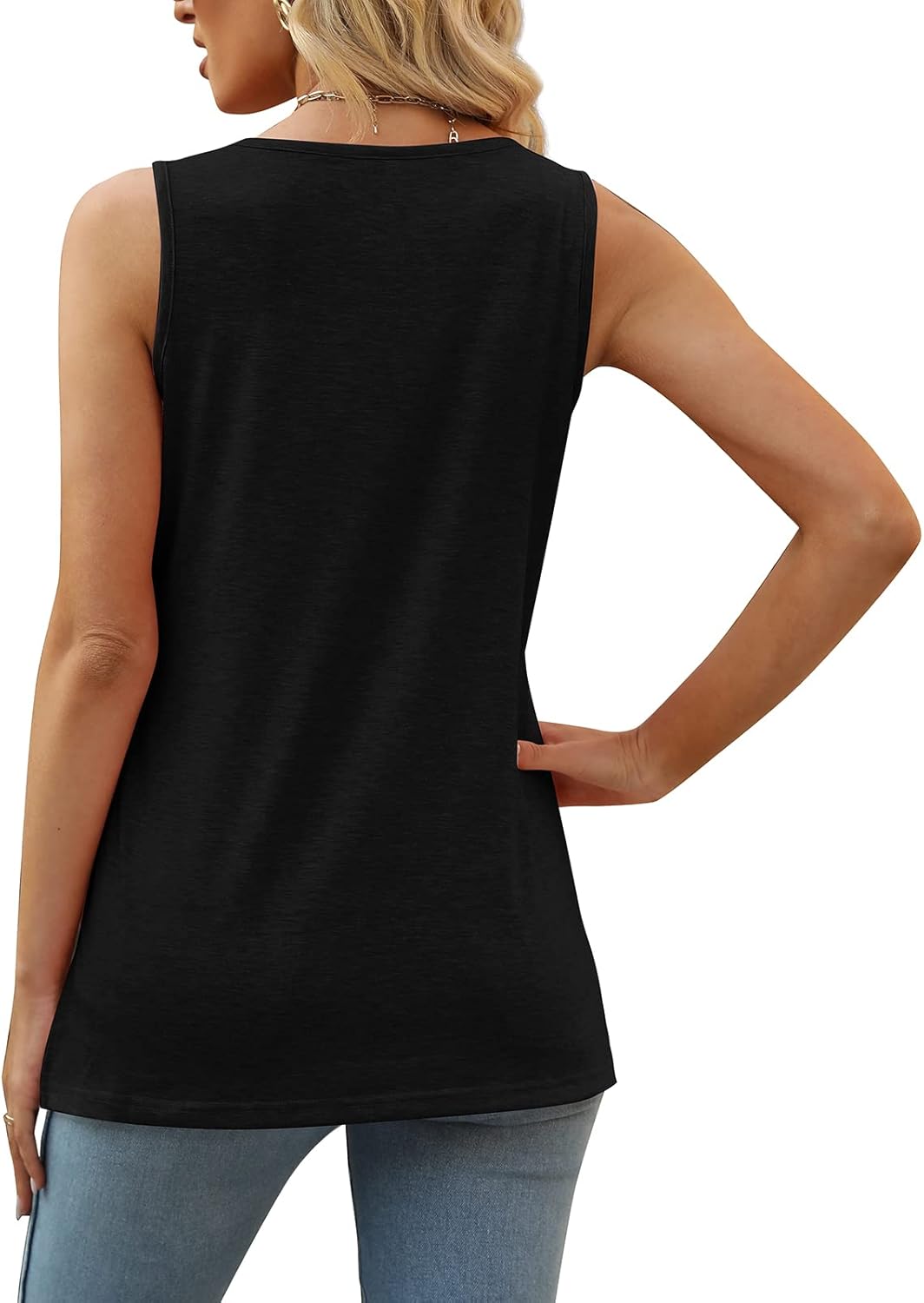XIEERDUO Women's Summer Tank Tops - Square Neck, Loose Fit, Casual Flowy Sleeveless Design