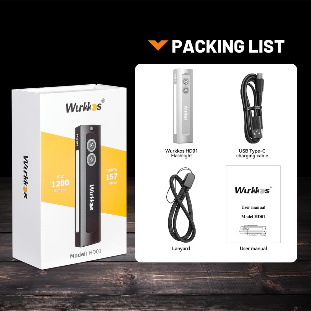 Wurkkos HD01 EDC Flashlight - 1200 Lumens Rechargeable with RGB & Green Light | Magnetic Pocket Light for Outdoors & Emergencies