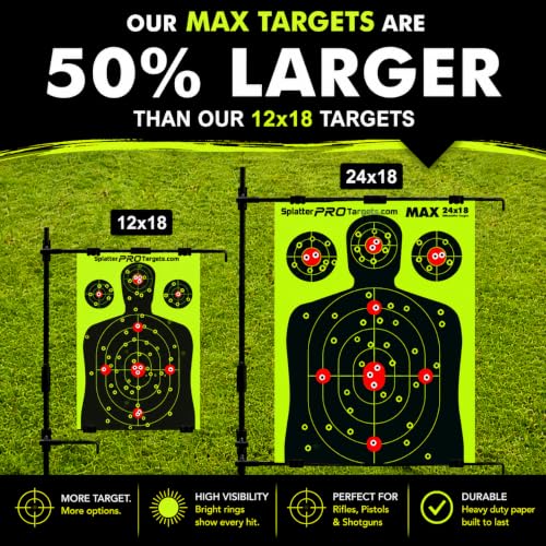 18x24 Extra Large Shooting Targets - Two Color Fluorescent Yellow & White - Variation 50