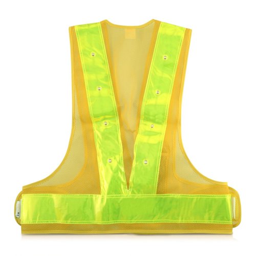 kwmobile LED Light Safety Vest - High Visibility Waistcoat Traffic Outdoor Night Warning Reflector Clothing Reflective