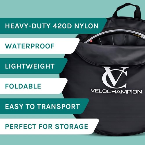 VeloChampion Waterproof Bicycle Wheel Bag Storage Cover | Mountain, Road, Gravel or Kids BMX | 650b. 700c. 16” 20” 24” 26” 27.5” 29” Bike Wheelset Transport Travel Case