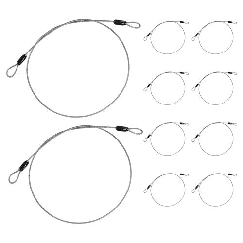 M METERXITY 10-Pack Security Cable Lock, 2FT 2mm PVC Coated Stainless Steel Luggage Lock Wire Rope with Double Loop for Travel/Gate/Bike, Cut-Resistant Braided Steel Cable [Transparent]