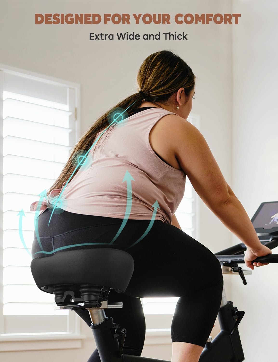 Peloton Extra Oversized Bike Seat Cushion - Comfortable Replacement Saddle for Men & Women | Compatible with Peloton & Cruiser Bikes