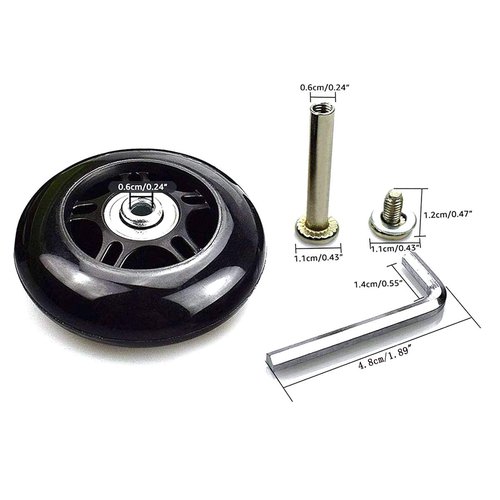 Byaning 2 Sets Luggage Suitcase Wheels Replacement,60/64/68/70/75/78mm Inline Outdoor Skate Replacement Wheels,Rubber Swivel Caster Wheels Repair Kits (OD:68 W:24 ID:6 Axles: 35)