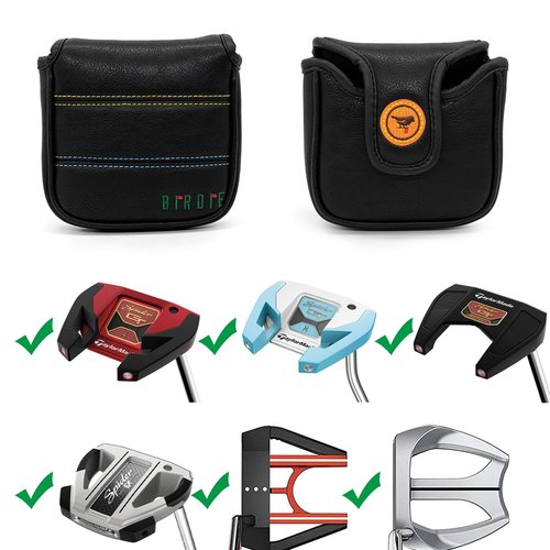 Golf Club Headcover 3 Wood Headcover Birdie Design Magnetic Closure Elegant Embroidery Premium Leather Driver Fairway Wood Hybrid Blade Mallet Putter Cover (for Mallet Putter)