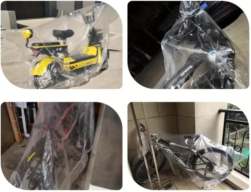 Skiennix Bike Covers - 2 Pack Disposable Clear PEVA Waterproof Outdoor Protection | Lightweight Dust Covers for All Bikes