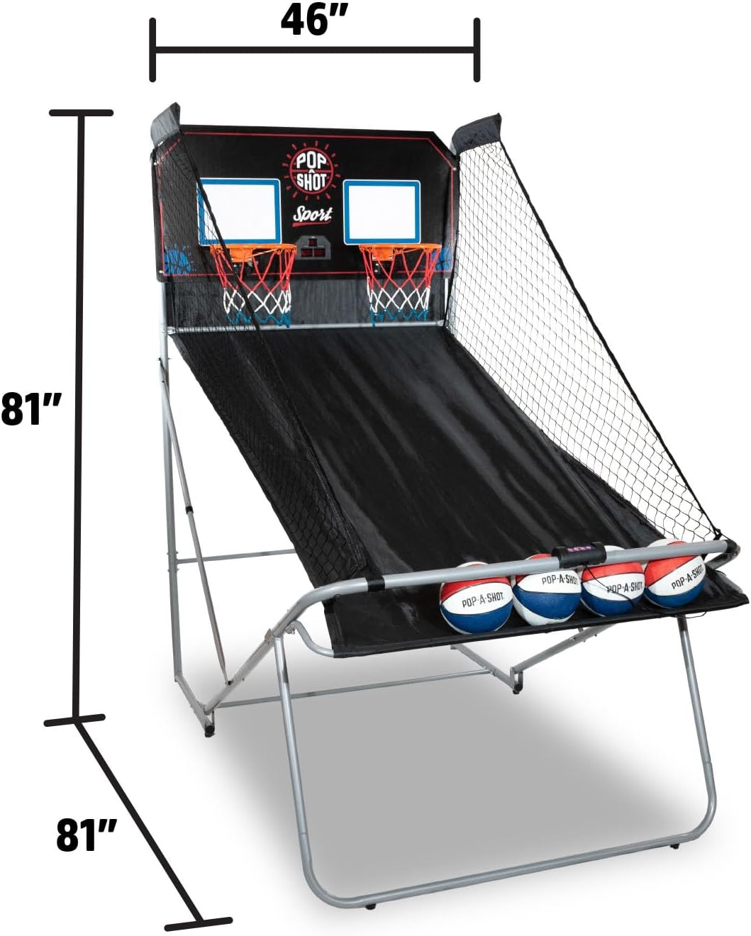 Pop-A-Shot - Dual Shot Arcade Basketball Game | 10 Game Modes & Paddle Scoring | Foldable Design for Easy Storage