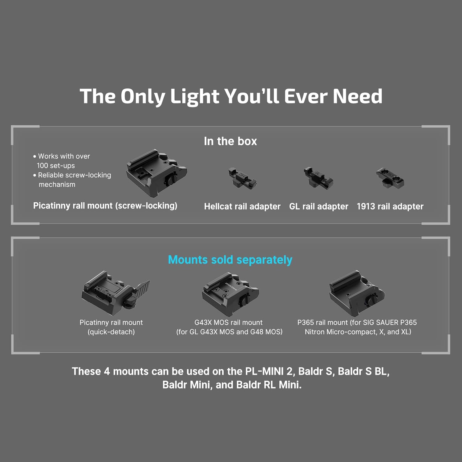 OLIGHT PL-Mini 3 Valkyrie Tactical Pistol Light - 600 Lumens, Compact Design, Rechargeable Batteries | Black