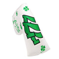 Lucky Green Clover Shamrock Golf Blade Putter Cover Headcover Club Protective Golf Accessories for Men,Soft Synthetic Leather,for Scotty Cameron,Odyssey,Taylormade in White