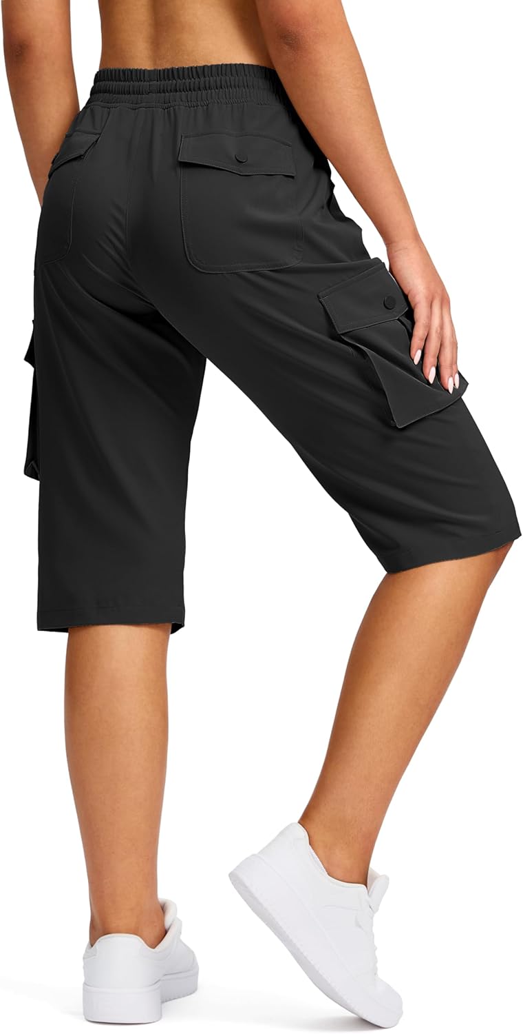 Viodia Women's Cargo Bermuda Shorts - Lightweight Knee-Length Hiking Capris for Summer Travel