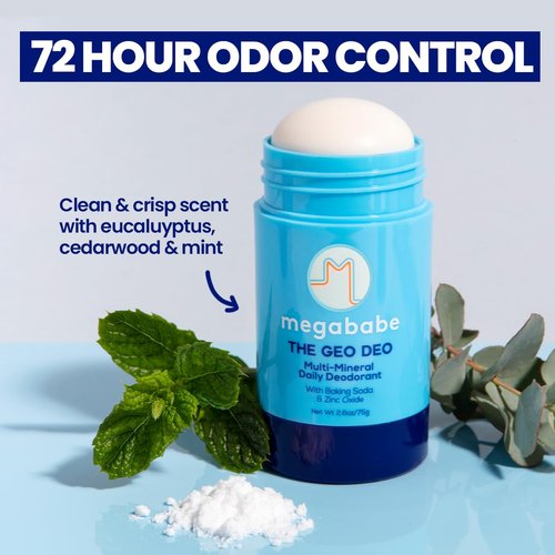 Megababe Daily Deodorant - Aluminum-Free Geo Deo with 72-Hour Odor Protection | 2.6 oz Natural Formula