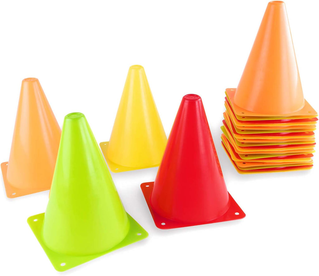 Super Z Outlet 24-Pack Bright Neon Traffic Cones - 7.5" for Fitness Training & Safety