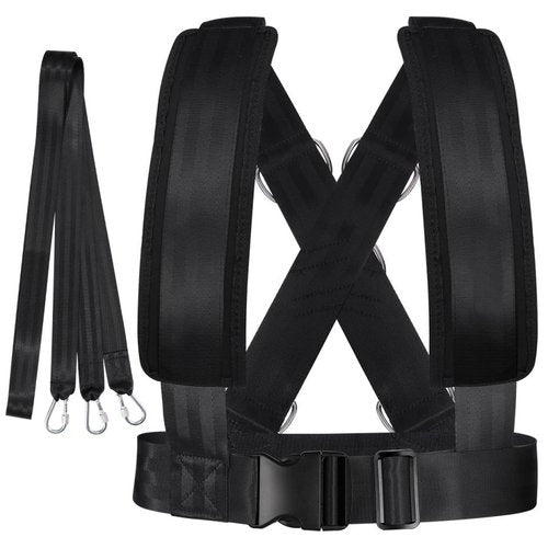 Adjustable Sled Harness - with Resistance Band for Strength and Fitness Training Padded Shoulder Straps and Waist Belt for Workout Sled Pulling Durable Neoprene and Polyester Vest