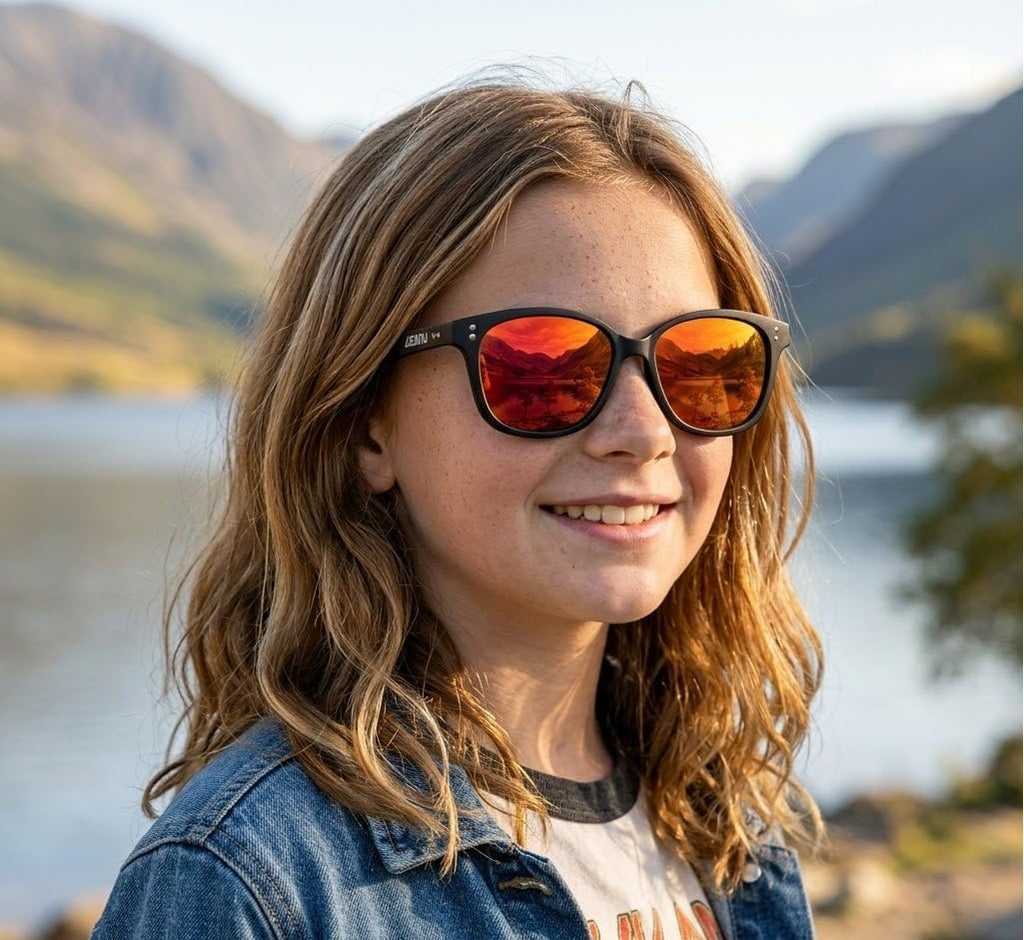 Polarized Sunglasses for Teens - UV400 Protection, Color Mirror Lenses, Matte Frame for Small Faces