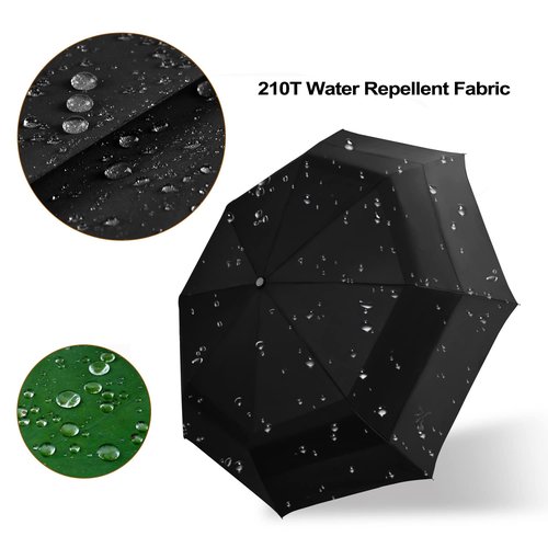 Lejorain 54inch Large Umbrella Auto Open Close with Folding Golf Size and 210T Dupont Teflon Coated Vented Windproof Double Canopy for Women Men&Black