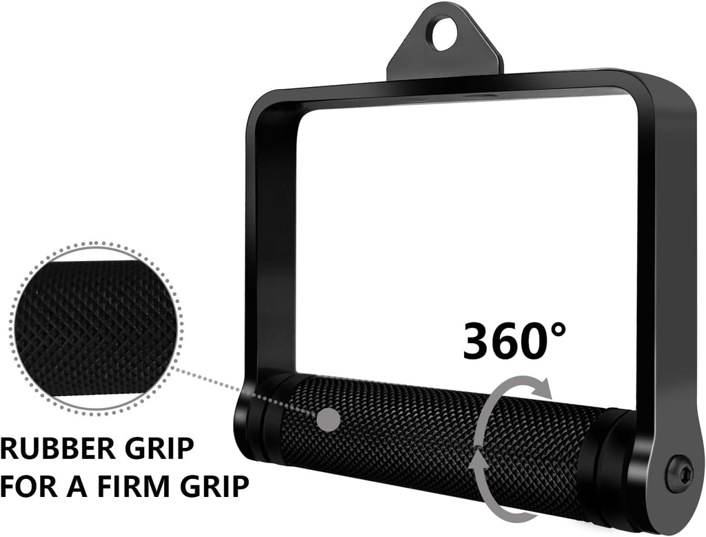 Skiennix D Handle Cable Attachment - Heavy Duty Steel with Non-Slip Rubber Grip | Black