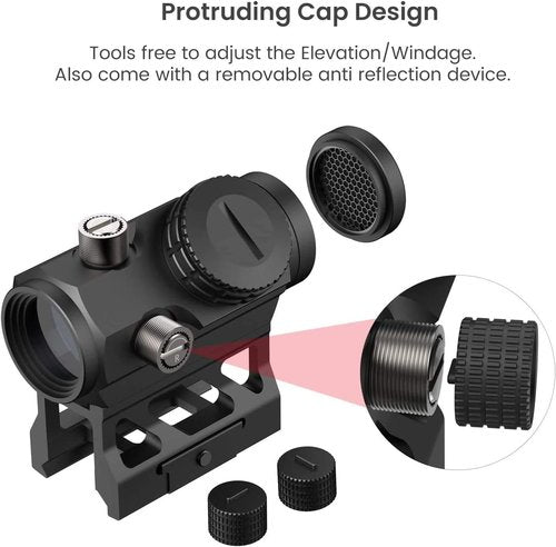 Feyachi V30 Red Dot Sight - Compact 1x20mm Scope with Auto On/Off & Co-Witness Mount | Flip Up Lens Cover