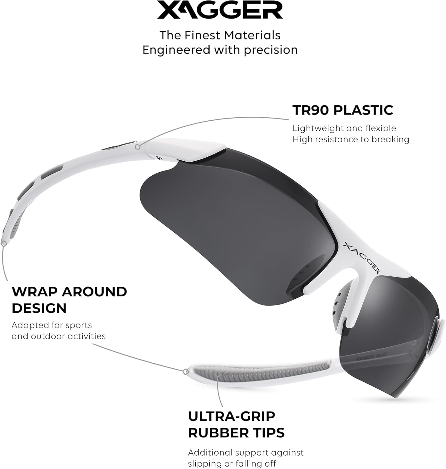 Xagger Kids Polarized Sports Sunglasses - Lightweight TR90 Frame for Boys & Girls | Baseball & Softball