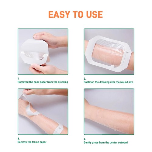 Transparent Film Dressing 4'' x 4.75'', 25 Packs Clear Waterproof Bandages for Wounds, Large Adhesive Patches Breathable Wound Cover for Post Surgical, Shower, Swimming, Tattoo Aftercare, IV Shield