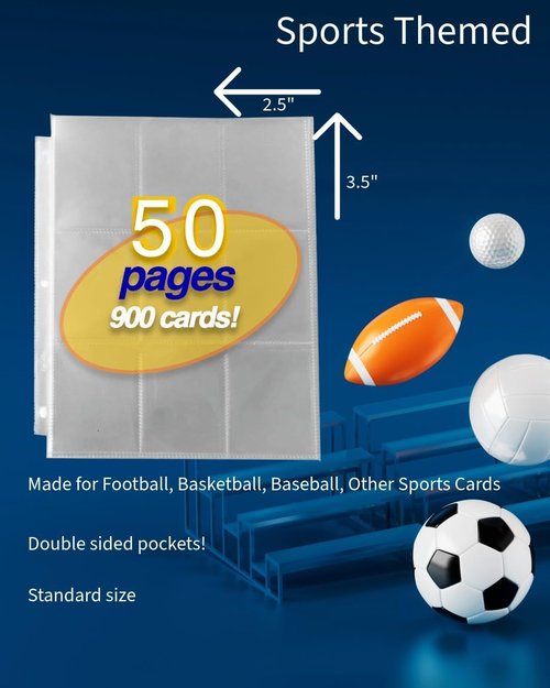 All Star Products 3-Pack Sports Trading Card Sleeves - 9 Pocket Pages for Baseball, Basketball & Football | Archival Quality Protection Sheets