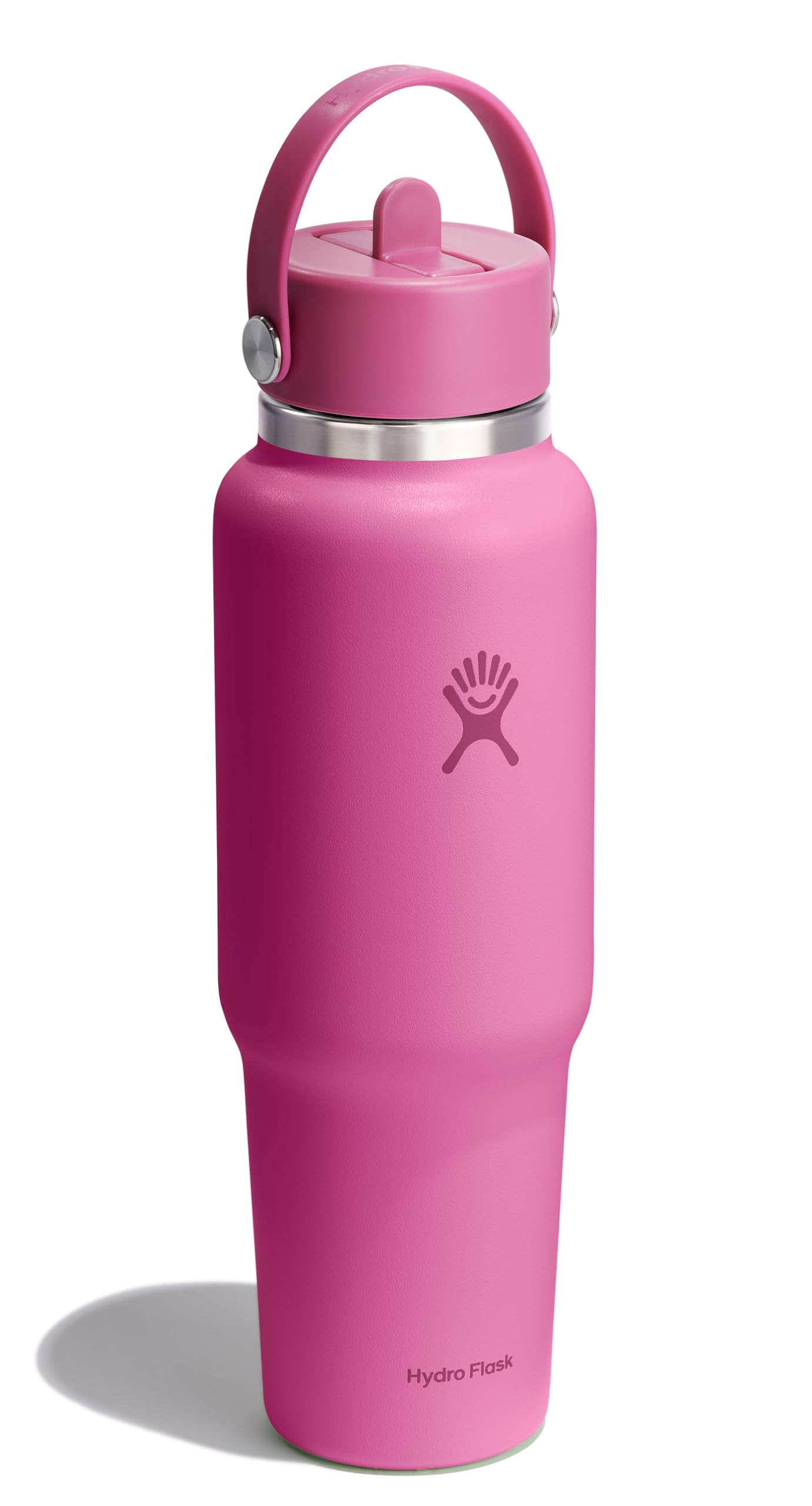 Hydro Flask Travel Water Bottle - Insulated Stainless Steel - Wide Straw Lid, Non Spill, Leakproof in 40 Oz Reef Pink