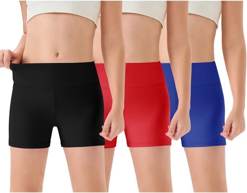 Haloumoning Girls' Athletic Shorts - High-Waisted Gymnastics & Dance Biker Shorts | 5-14 Years