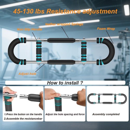 Twister Arm Trainer,Adjustable 6 Resistance Levels (45-130 lbs) Chest , Portable Chest & Arm Workout Equipment with High-Tensile Steel Spring for Forearm, Triceps, Power Twist Training