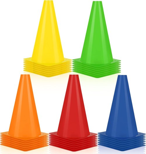 Hoteam 30-Piece 9-Inch Traffic Cones - Durable Plastic Agility Training Equipment for Soccer & Football Drills