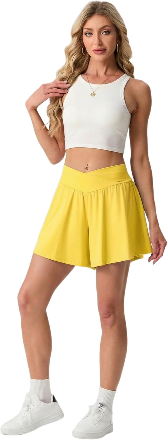 PrinStory Athletic Shorts - High Waisted Lightweight Tennis & Workout Skorts for Women
