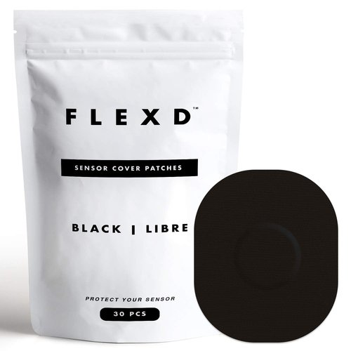 Flexd - Libre 3 Sensor Covers Waterproof, Freestyle Adhesive Patches (Pack of 30) Oval, Black