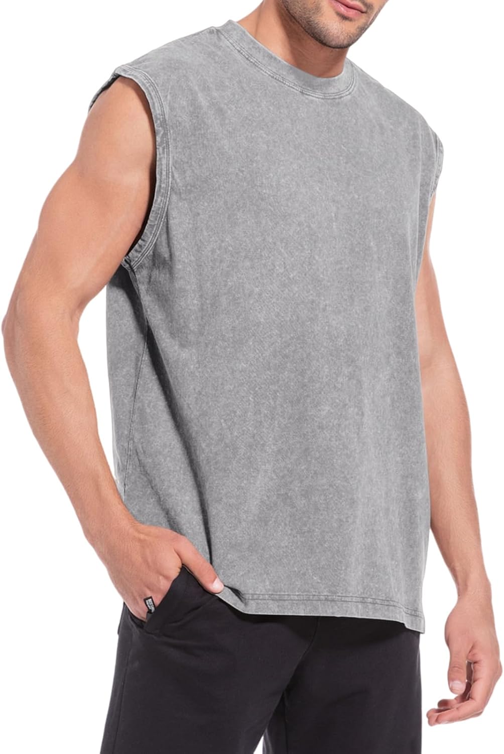 Wrenpies Sleeveless Muscle Cut Off Shirt - Acid Wash Cotton Gym Tank Top for Men | Loose Fit, Perfect for Workout & Beach