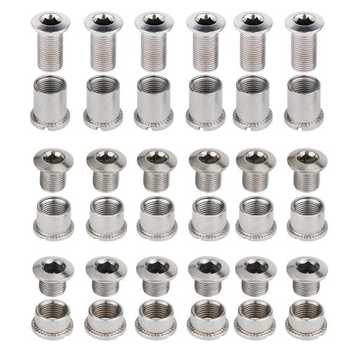 LHMYTREE 6PCS Single/Double and Triple Chainring Bolts Screws Disc Crankset Nuts Chainwheel，Steel Material,Suitable for Mountain Bikes.Total 18 PCS