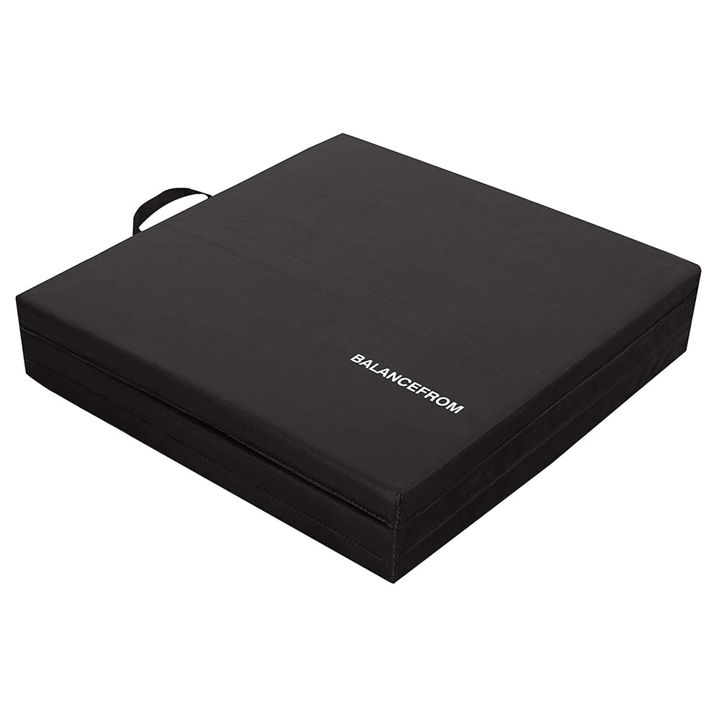 Signature Fitness Three Fold Folding Exercise Mat with Carrying Handles for MMA, Gymnastics and Home Gym Protective Flooring, 1.5-Inch Thick, Black