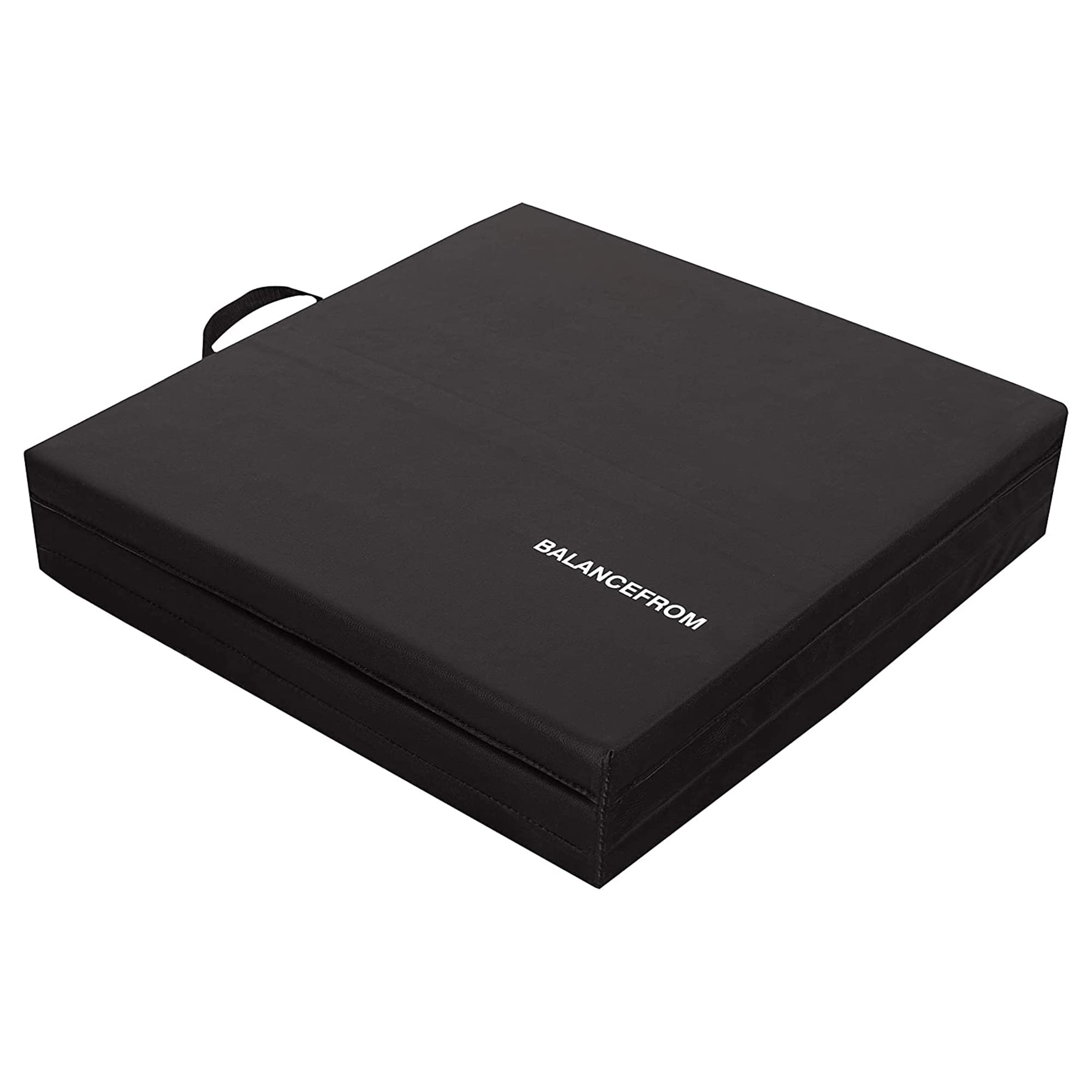 Signature Fitness Three Fold Folding Exercise Mat with Carrying Handles for MMA, Gymnastics and Home Gym Protective Flooring, 1.5-Inch Thick, Black