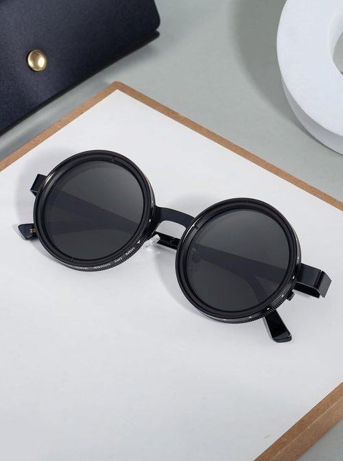 Nightshift Adjustable Tint Glasses by [Brand Name] - Round Polarized Sunglasses with ND Filter Lenses