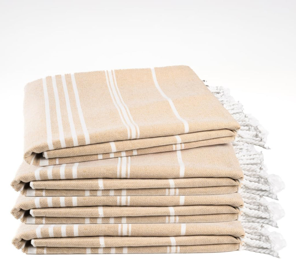 Skiennix Oversized Cotton Turkish Beach Towel - Quick Dry, Absorbent, Extra Large | Desert Sand, 36"x72", 4 Pack
