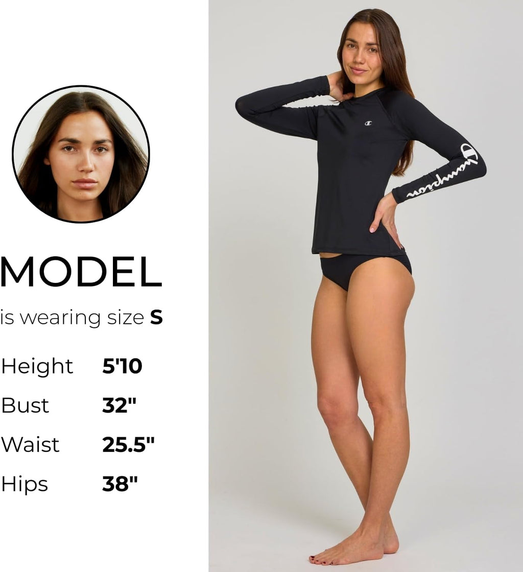 Champion Women's Rash Guard - Long Sleeve Swim Shirt with UPF 50+ UV Protection