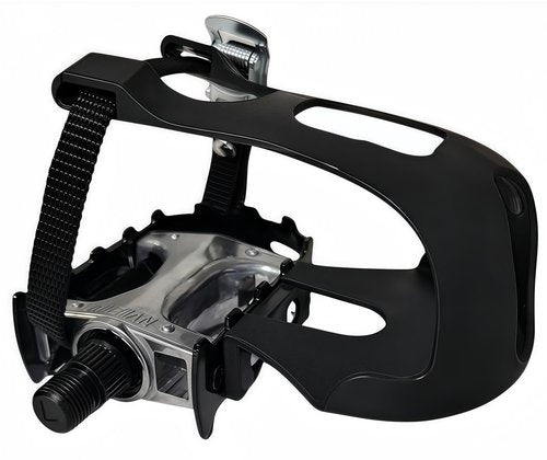 YBEKI Pro-Grade Spin Bike Pedals with Toe Clips & 4D Adjustable Straps - 9/16" Alloy Spindle for Mountain Road Bikes/Peloton/Schwinn/Sunny Bikes | 500lb Load Capacity + 12-Month Warranty