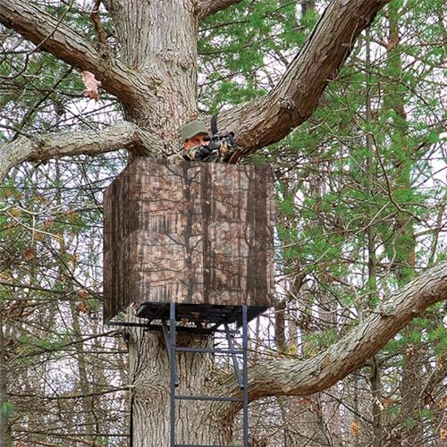 Silent Magnetic Hunting Blind for 2 Man Tree Stand - Brown Woodland Camo