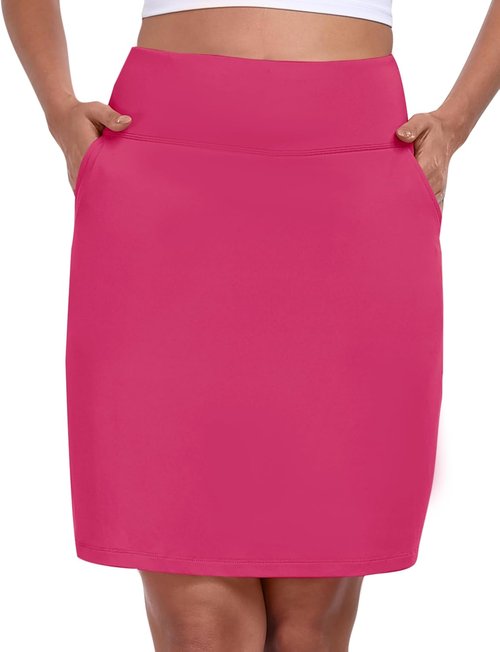 MoFiz Women's High Waisted Golf Tennis Skorts - 20" Knee Length Athletic Skirt for Summer Sports