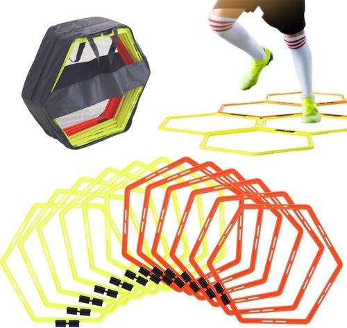 Japard Hex Agility Rings - Speed Training & Footwork Drills with Carrying Bag | Durable & Lightweight