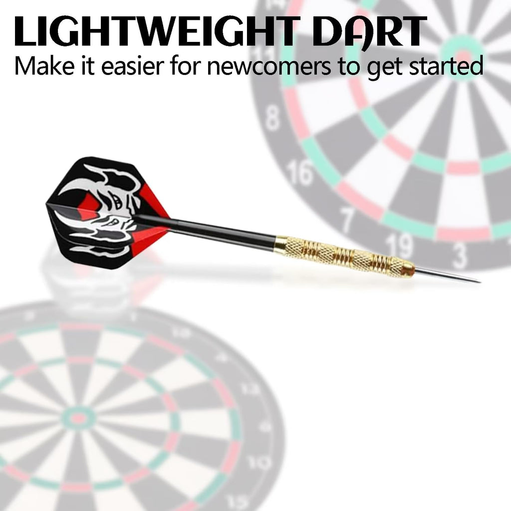 Steel Tip Darts - 18 Pack Professional Metal Dart Set with 24 Unique Flights for Dart Boards
