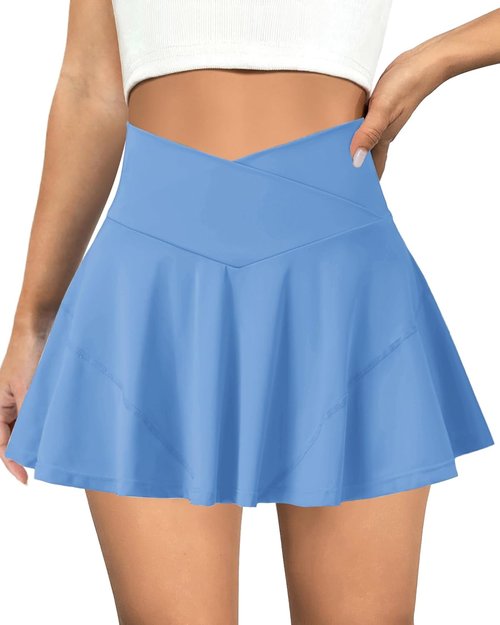 COPYLEAF Women's Tennis Skirt - High Waisted Golf Skirt with Pockets & Crossover Design | Athletic Pleated Style