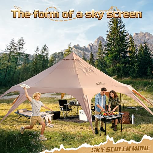 WildFinder 16.5 Ft Canvas Bell Tent with Stove Jack - Large Yurt for Camping