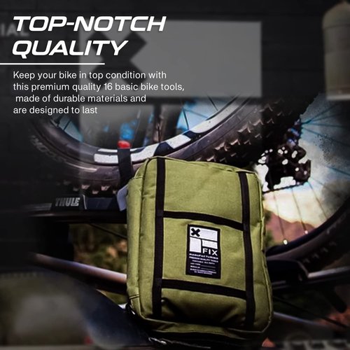 Fix Manufacturing Mountain Bike Repair Kit Portable | Featuring 16 Essential Tools | MTB Chain Breaker, Refillable Lube, Degreaser, Hex, Torx Wrenches, Tape Measure & More
