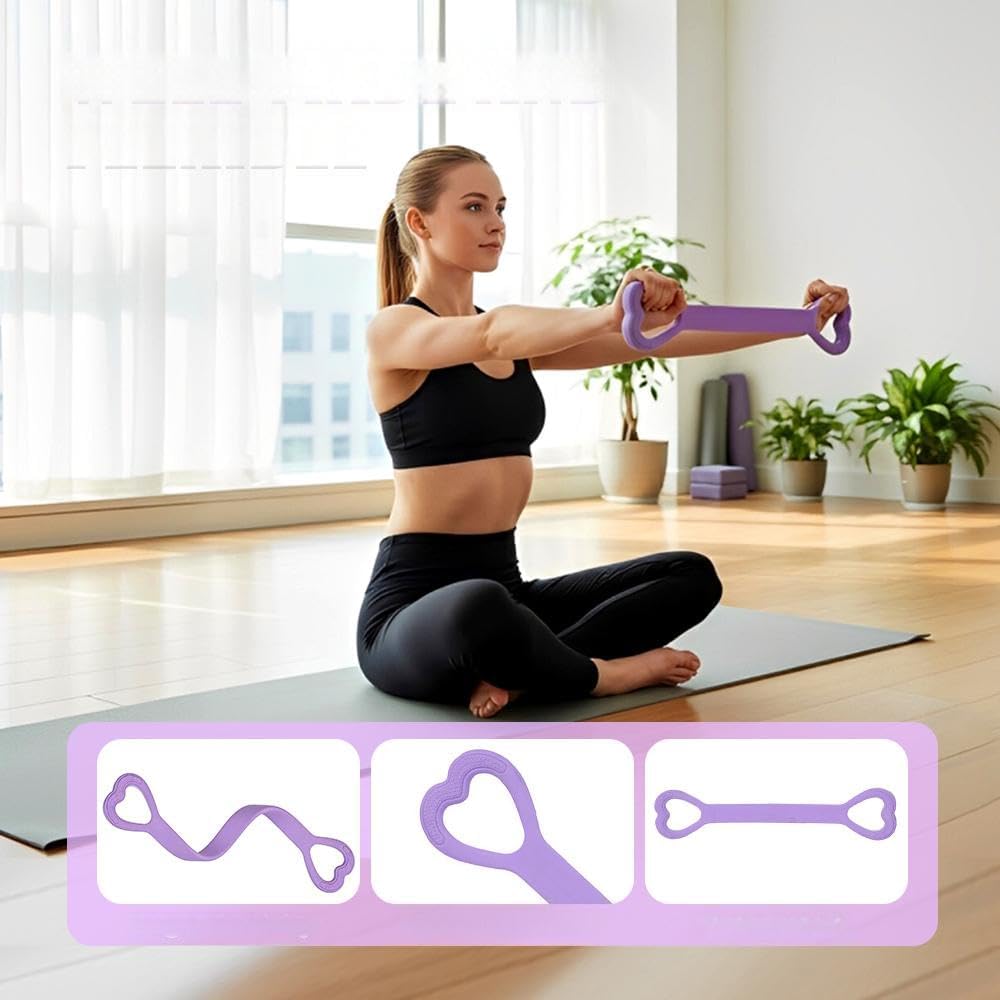 Skiennix 3PCS Resistance Bands - Figure 8 Elastic Bands for Arm, Back & Shoulder Training | Ideal for Yoga & Pilates