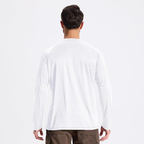 LOOGU Men's Rash Guard - UPF 50+ UV Sun Protection Lightweight Long Sleeve Shirt for Outdoor Activities | White