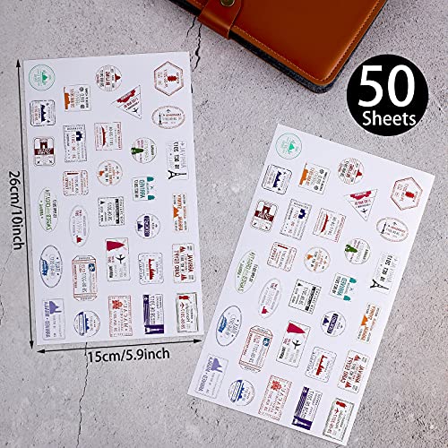 1500 Pcs Travel Passport Stamp Stickers with Envelope Seals - Waterproof Decor