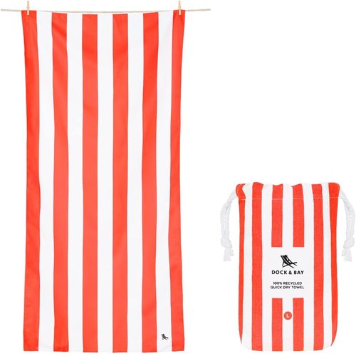 Dock & Bay Beach Towel - Quick Dry & Sand Free - Compact & Lightweight - 100% Recycled - Large Cabana in Waikiki Coral Red